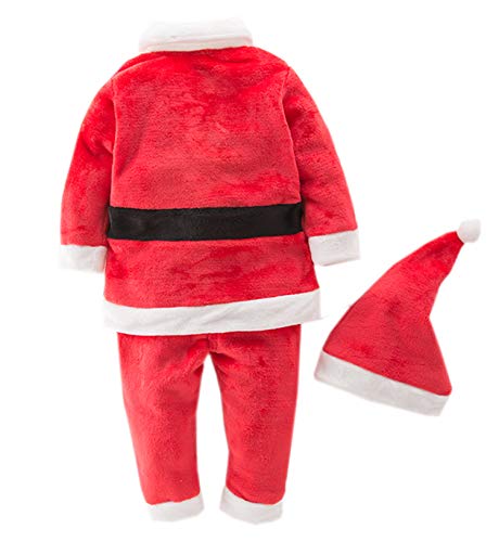 stylesilove Unisex Baby Boys Girls Santa Claus Christmas Fleece Long Sleeve Top, Pants and Hat 3pcs Holiday Outfit