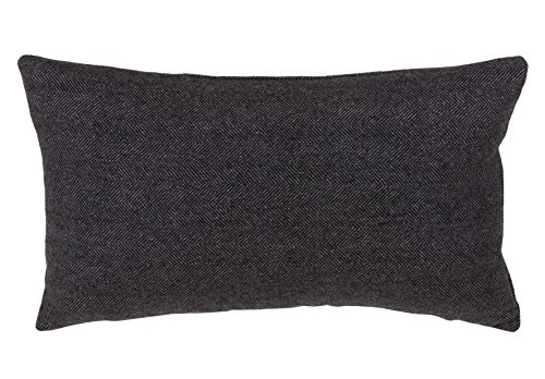 Fennco Styles Modern Black Tweed Design Wool Blend Down-Filled Decorative Throw Pillow - Neutral Accent Pillow for Home, Couch, Living Room, Bedroom and Office Decor