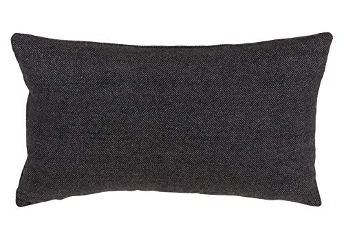 Fennco Styles Modern Black Tweed Design Wool Blend Down-Filled Decorative Throw Pillow - Neutral Accent Pillow for Home, Couch, Living Room, Bedroom and Office Decor