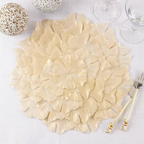 Fennco Styles Unique Ginkgo Leaf Placemats 14 Inches Round, Set of 4 – Green Modern Traycloth Table Mats for Home, Dining Room Décor, Banquets, Indoor & Outdoor and Special Events