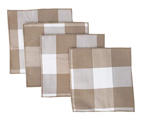 Fennco Styles Buffalo Check Double Layers Reversible Coasters 6"W x 6"L, Set of 4 - Handmade in USA - Plaid Cocktail Napkins for Everyday Use and Special Occasion