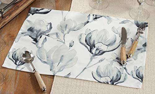 Fennco Styles Lush Watercolor Floral Table Runner 16 x 72 Inch – Blue-Grey Table Cover for Home Décor, Dining Table, Banquets, Holidays and Special Events