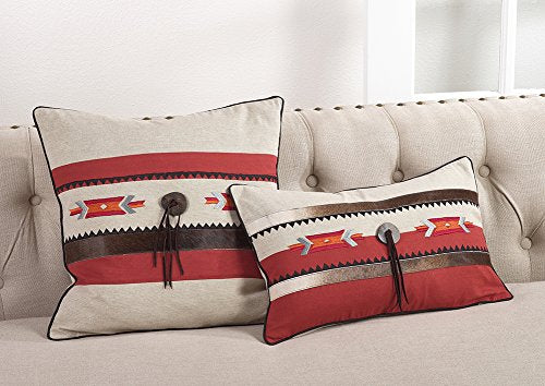 Fennco Styles Cowhide Trim Southwestern Embellished Down Filled Throw Pillow 18" W X 18'L