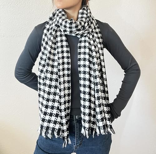 stylesilove Women Windmill Pattern Woven Cashmere Scarf with Fringe Warm and Ultra Soft Scarves Shawl Neck Wraps