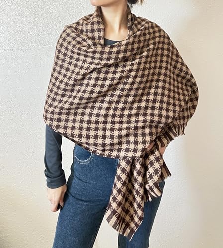 stylesilove Women Windmill Pattern Woven Cashmere Scarf with Fringe Warm and Ultra Soft Scarves Shawl Neck Wraps
