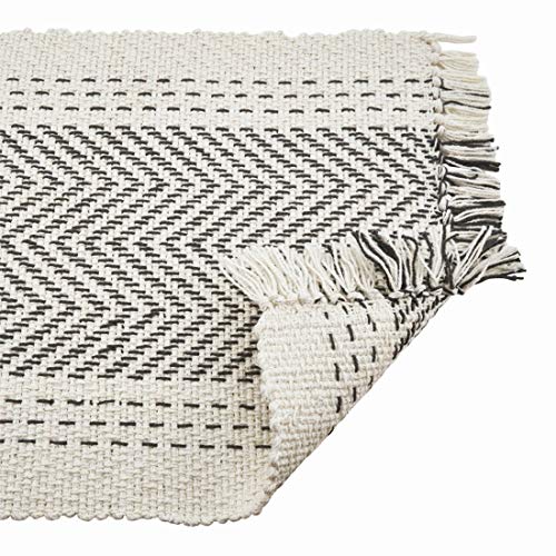 Fennco Styles Modern Kantha Stitch Design 100% Cotton Table Runner - Grey Table Cover for Everyday Use, Dining Room Décor, Family Gathering and Special Occasion