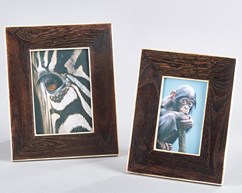 Fennco Styles Brown Wooden and Bone Tabletop Photo Frame - 2 Sizes