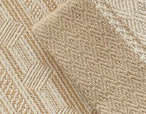 Fennco Styles Diamond Weave Fringe Cotton Blend Table Runner 14" W x 72" L - Beige Geometric Rectangular Table Cover for Boho Décor, Dining Table, Banquets, Family Gatherings