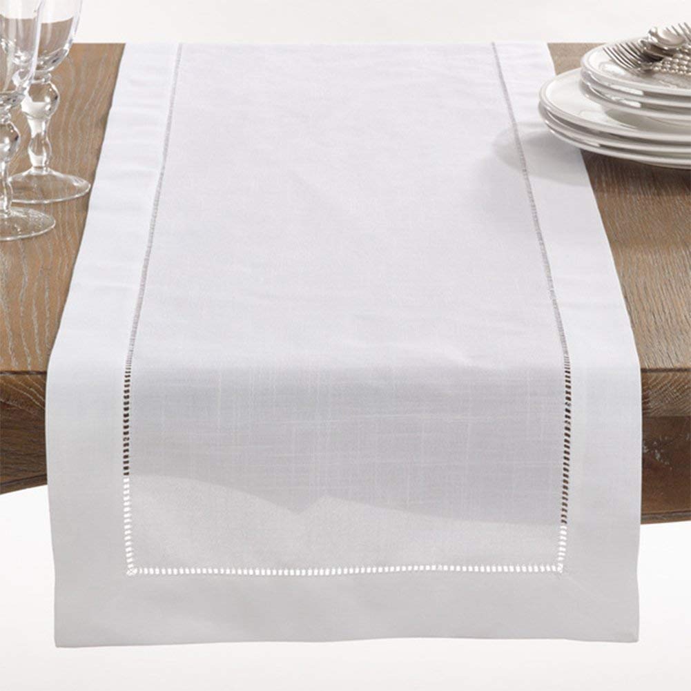Fennco Styles Handmade Basic Hemstitch Border Linen-Cotton Tablecloth