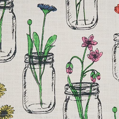 Fennco Styles Multi Flower and Vase Printed Cotton Table Runner 14" W x 72" L - Ivory Table Cover for Home Décor, Dining Room, Banquets, Everyday Use and Special Occasions
