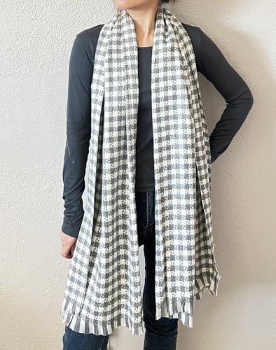 stylesilove Women Windmill Pattern Woven Cashmere Scarf with Fringe Warm and Ultra Soft Scarves Shawl Neck Wraps