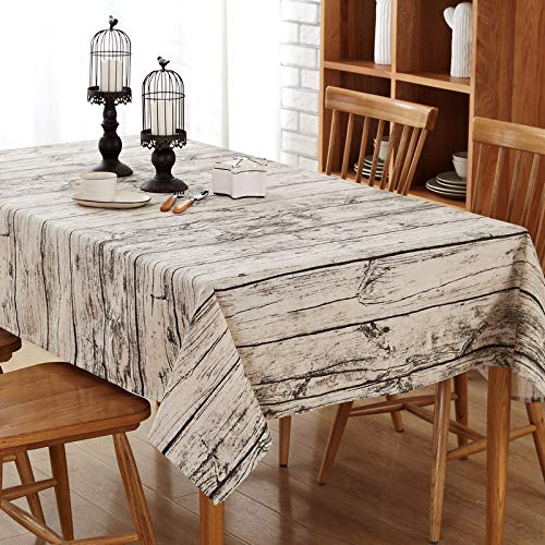 Fennco Styles Country Wood Grain Design Cotton Tablecloth - Natural Table Cover for Everyday Use, Banquets, Holiday Gathering and Outdoor Events