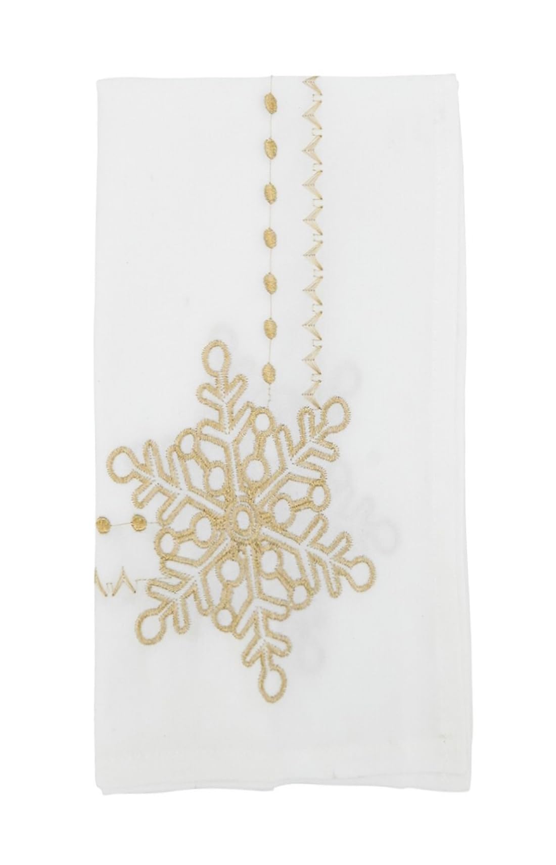 Fennco Styles Metallic Gold Embroidered Snowflake Christmas Table Runner 16" W x 72" L