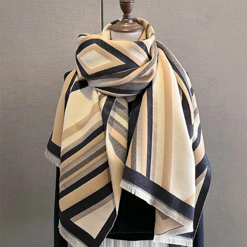 stylesilove Women Vivid Striped Cashmere Like Scarf Warm Ultra Soft Scarves Shawl Neck Wraps for All Season, 4 Colors