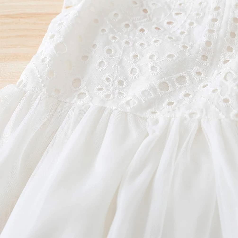 stylesilove Baby Toddler Girls Embroidered Eyelet Tulle Dress Princess Girl Ruffle Crisscross Sun Dress Outfit