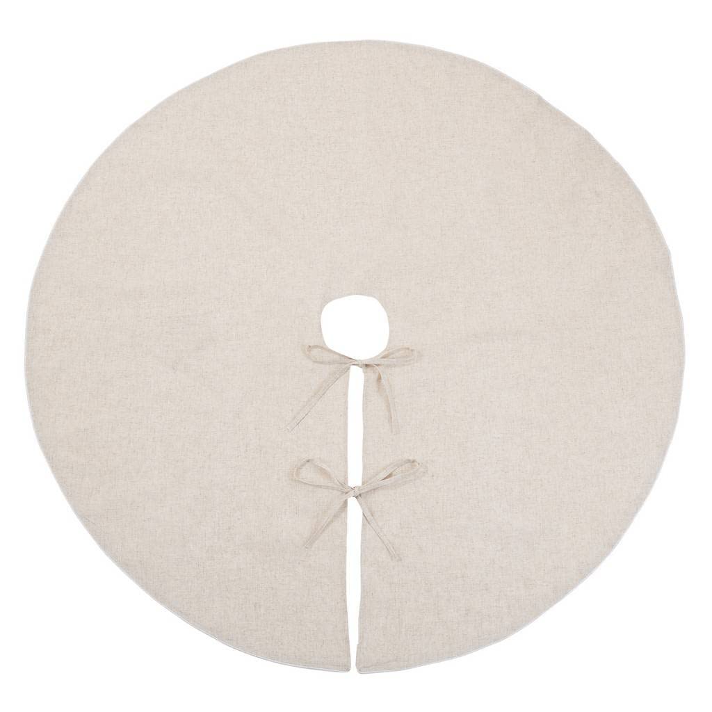 Fennco Styles Red Piping Design Decorative Christmas Tree Skirt 56 Inch Round - Linen Blend Holiday Tree Skirt for Home, Christmas Tree, Indoor Outdoor Decoration