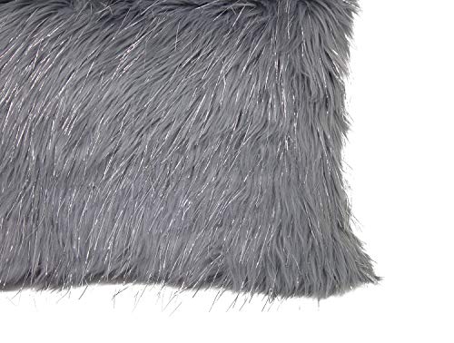 Fennco Styles Holiday Christmas Decorative Exquisite Faux Fur with Silver Metallic Thread Throw Pillow - 2 Colors