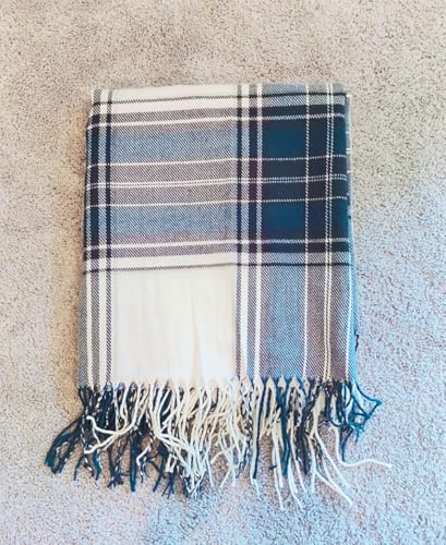 Fennco Styles Classic Plaid Pattern Fringe Throw Blanket 50" W x 60" L - Rustic Cozy Blanket for Home, Couch, Bedroom, Living Room, Office, and Holiday Décor
