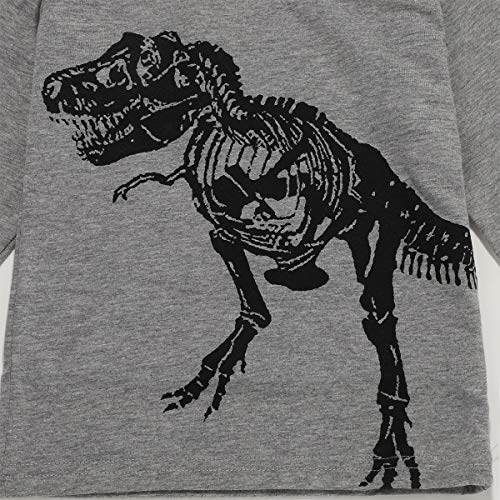 Styles I Love Baby Boys Grey Dinosaur T-Shirt and Stripe Pants 2pcs Long Sleeve Cotton Outfit