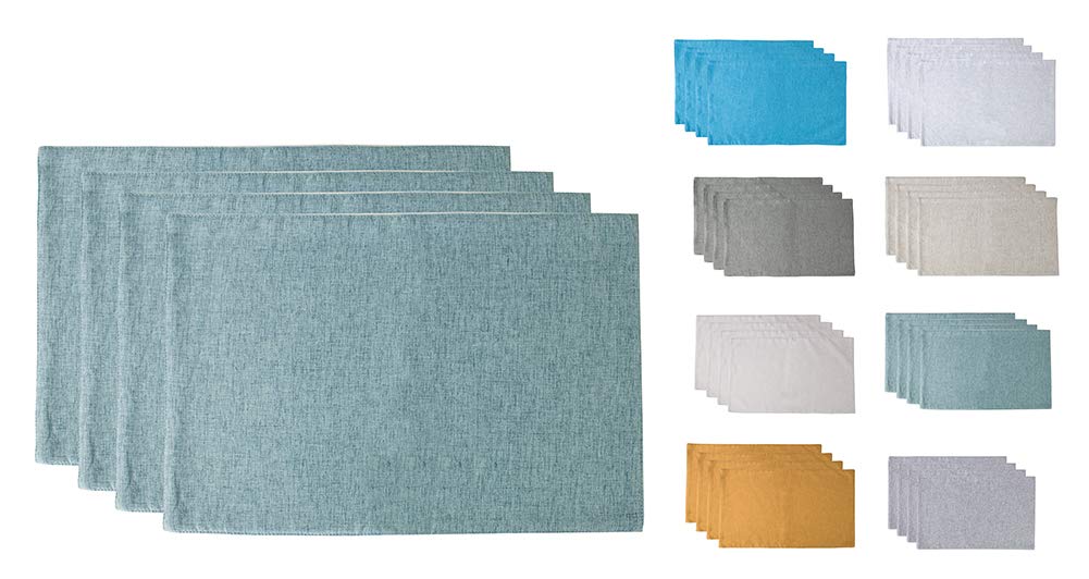 Fennco Styles Classic Woven Textile Decorative 12 x 18 Inch Table Placemats, Set of 4 - Solid Color Table Place Mats for Family Dinner, Banquets, Special Events and Home Décor