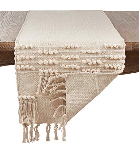 Fennco Styles Handira Collection Contemporary Moroccan 100% Pure Cotton 16 x 72 Inch Table Runners – Ivory Table Runners for Banquets, Dinner Parties, Special Events and Home Décor