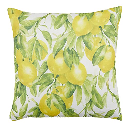 Fennco Styles Garden Lemon Print Decorative Throw Pillow 18" W x 18" L – Multicolored Square Cushion for Home, Couch, Sofa, Bedroom, Office Décor and Special Occasion