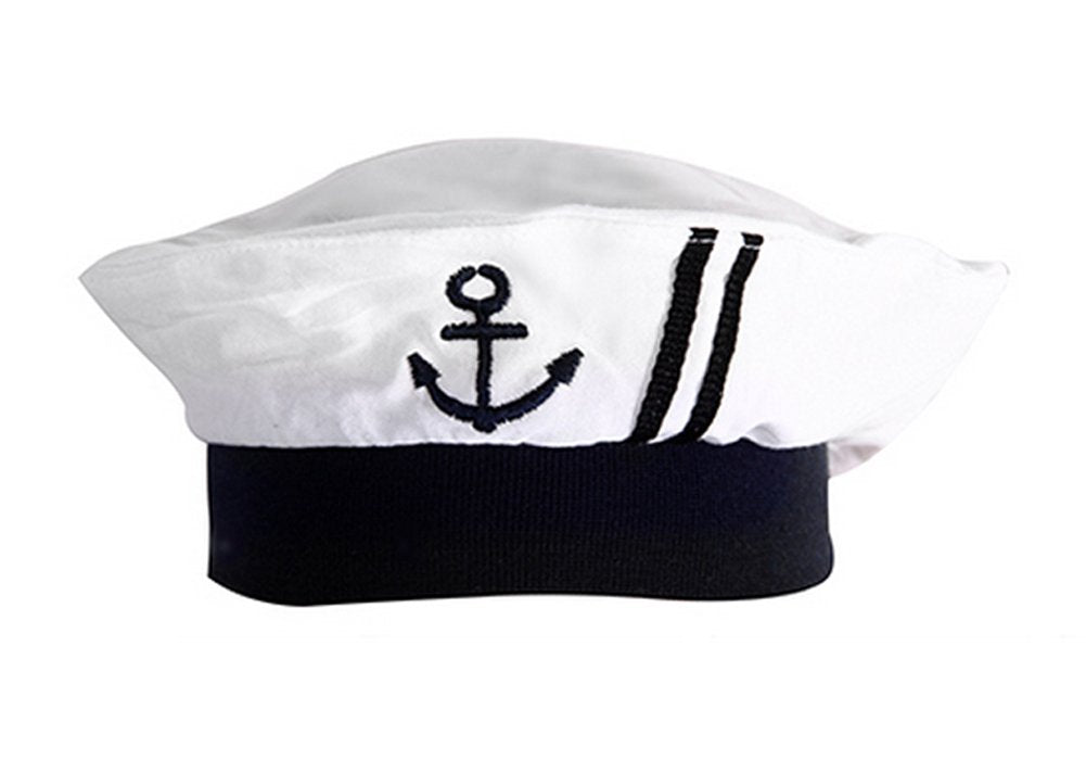 stylesilove.com Baby Boy Marine Sailor Cotton Romper Onesie with Hat and Necktie 3pcs Holiday Outfit