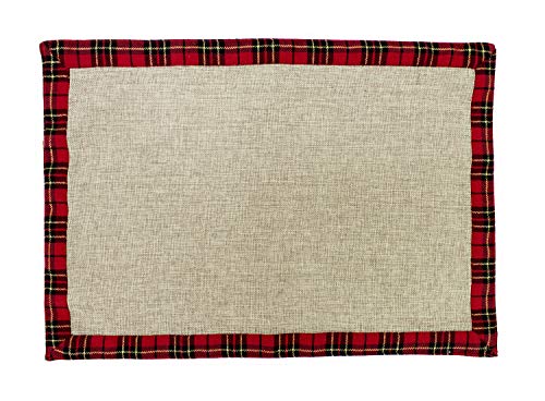 Fennco Styles Holiday Deer Tartan Plaid Ruffle Border Christmas Decorative Throw Pillow