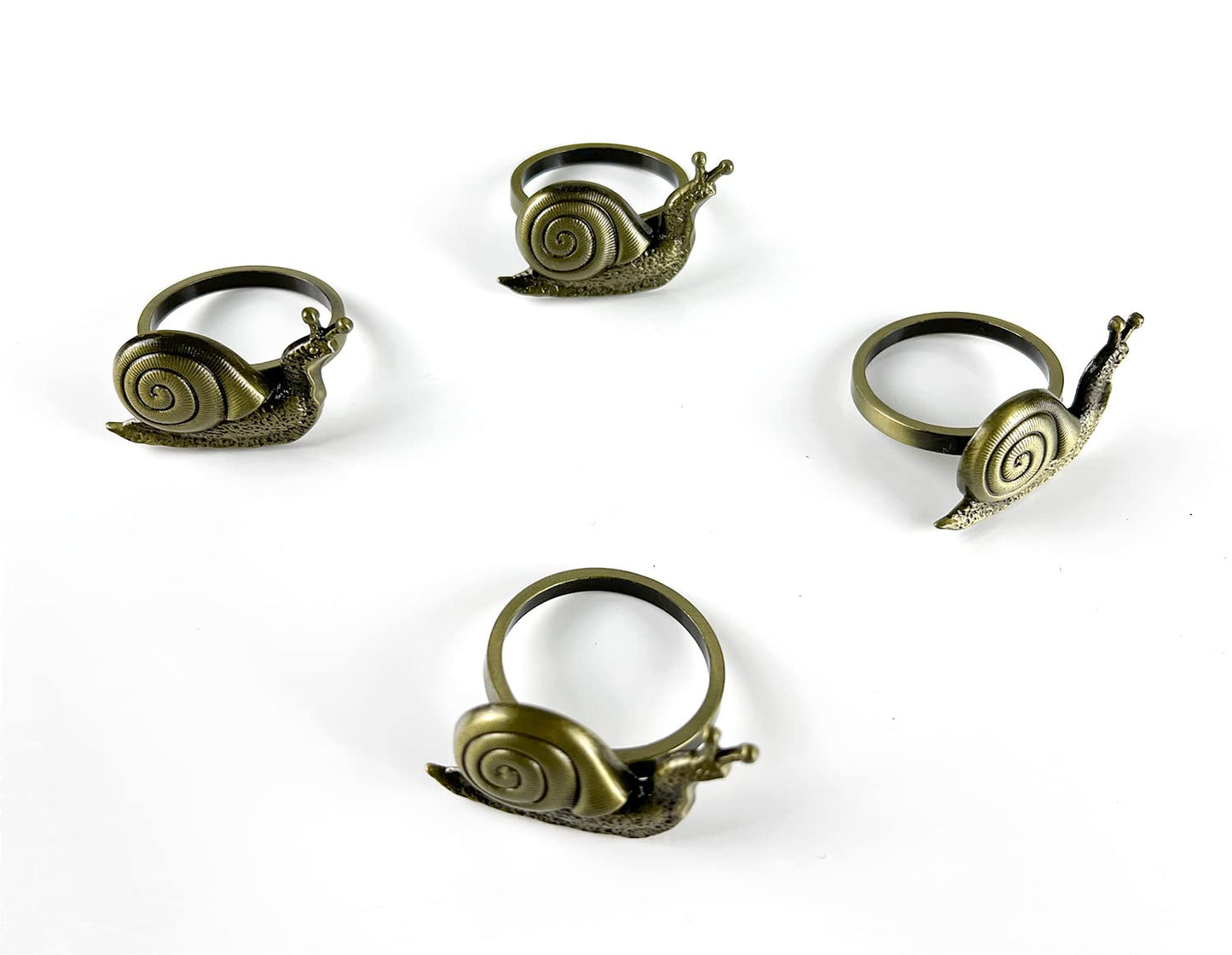 Fennco Styles Nature's Touch Snail Metal Napkin Rings, Set of 4 – Copper Napkin Holders for Family Dinner, Themed Party, Table Décor, Banquets, Holidays and Special Occasion