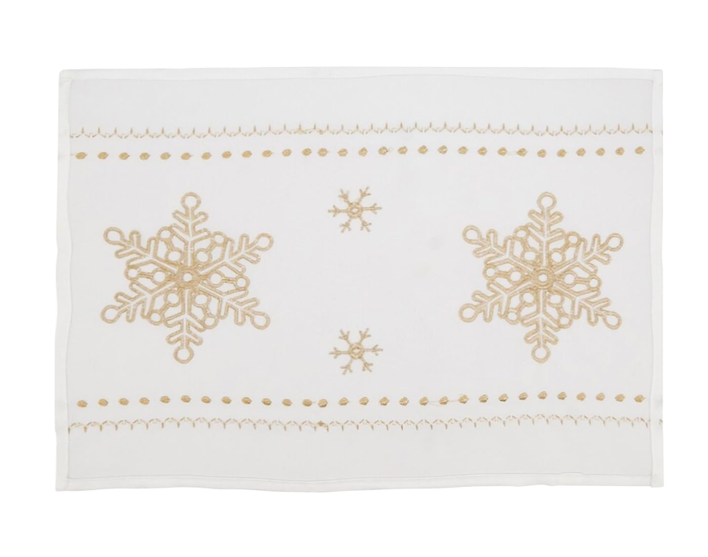 Fennco Styles Metallic Gold Embroidered Snowflake Christmas Table Runner 16" W x 72" L