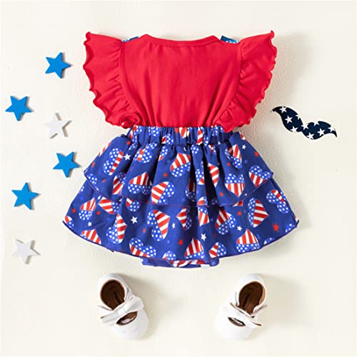 stylesilove Infant Baby Girls American Flag Ruffle Romper Dress & Headband 2pcs 4th of July Independence Day Patriotic Outfit