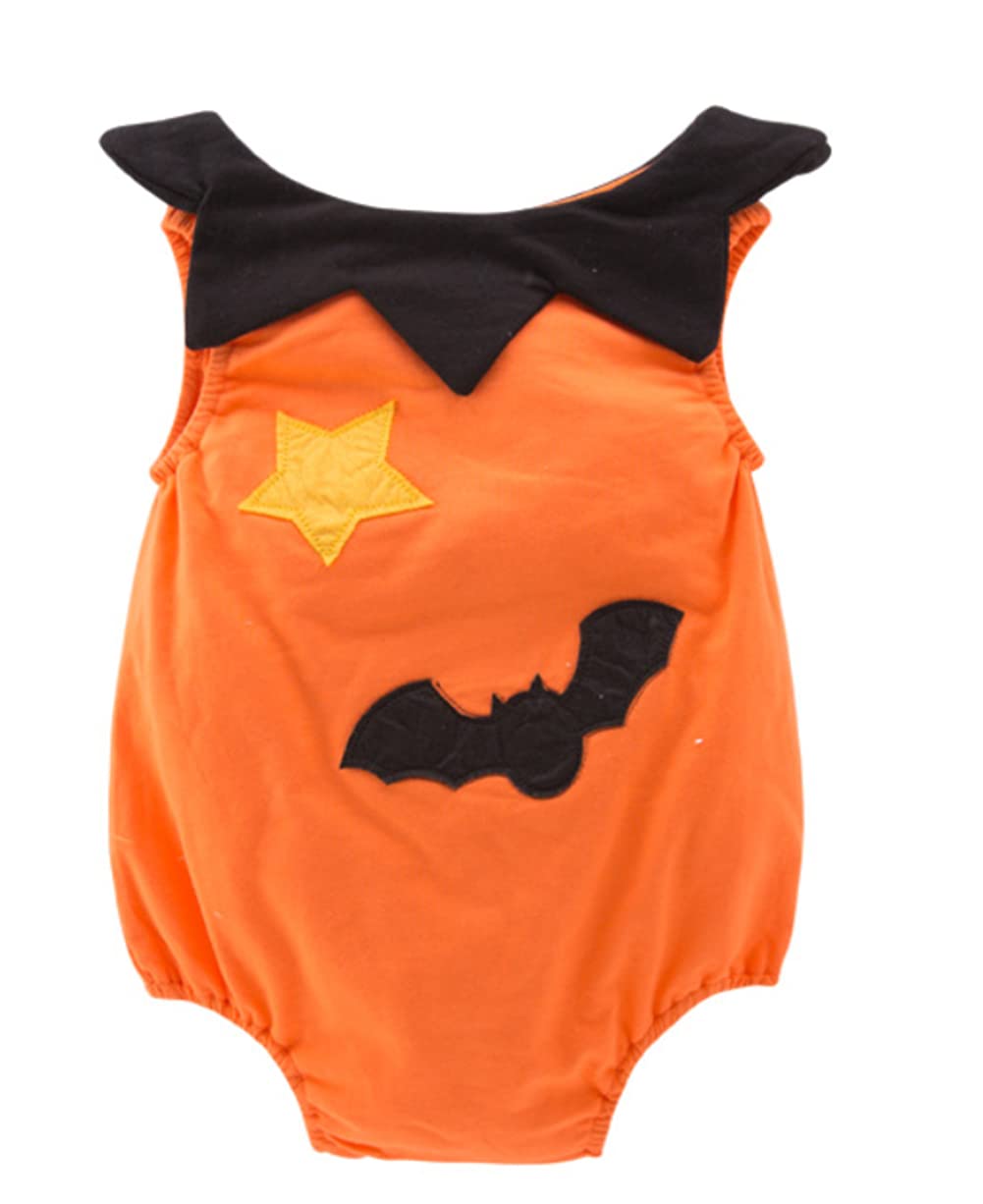 Styles I Love Infant Unisex Baby Boys Girls Fun Pumpkin Face Sleeveless Orange Cotton Romper Halloween Outfit