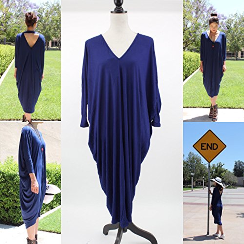 SAY Styles All Yours The Deep Back Cut Out 3/4 Sleeve Blue Dress