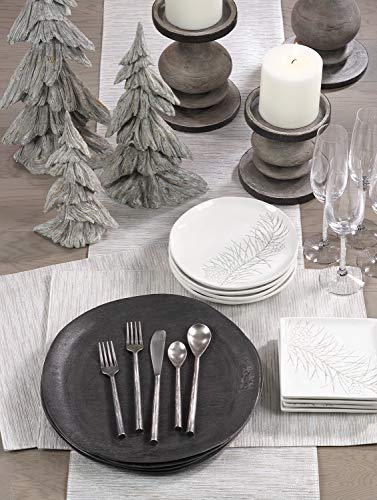 Fennco Styles Evelina Collection Contemporary Metallic Fused Table Linens – Silver Table Linens for Banquets, Family Gather, Special Events and Home Décor