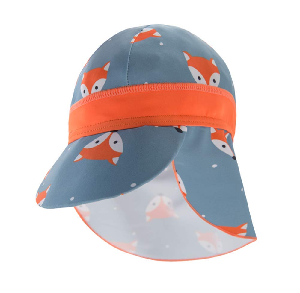 stylesilove Boys Little Fox Rash Guard and Swim Shorts with Sun Hat 3pcs Swimsuit Beach Swimwear