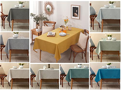 Fennco Styles Woven Solid Color Scalloped Tablecloth