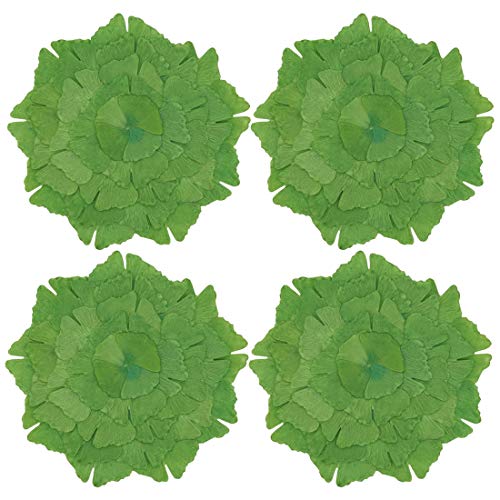 Fennco Styles Unique Ginkgo Leaf Placemats 14 Inches Round, Set of 4 – Green Modern Traycloth Table Mats for Home, Dining Room Décor, Banquets, Indoor & Outdoor and Special Events
