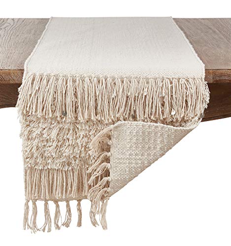 Fennco Styles Handira Collection Contemporary Moroccan 100% Pure Cotton 16 x 72 Inch Table Runners – Ivory Table Runners for Banquets, Dinner Parties, Special Events and Home Décor