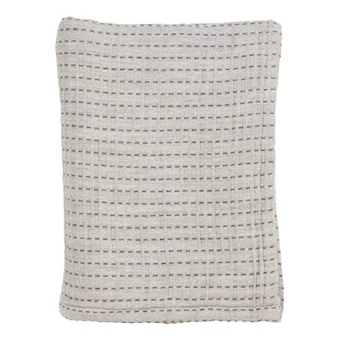 Fennco Styles Grey Cozy Warmth 100% Pure Cotton Line-Stitch Design Throw Blanket 50" x 60"