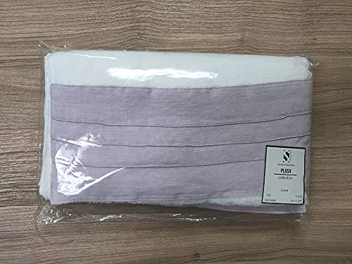 Fennco Styles Two Tone Terry Cotton Towels with Linen Border 12x20 Inch Guest Towels, Set of 4 – Modern Hand Towels for Bathroom Décor, Bar Accessories, Wedding Gifts