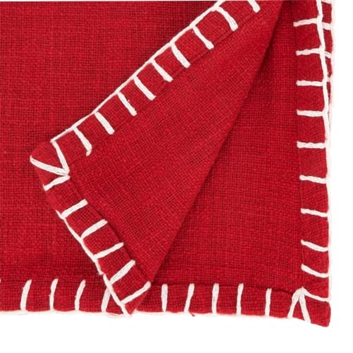 Fennco Styles Chunky Whip Stitch Cotton Table Runner 16" W x 72" L - Red Everyday Table Cover for Home Décor, Dining Table, Holiday, Banquets, Family Gatherings and Special Occasion