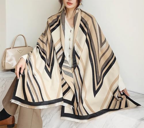 stylesilove Women Vivid Striped Cashmere Like Scarf Warm Ultra Soft Scarves Shawl Neck Wraps for All Season, 4 Colors