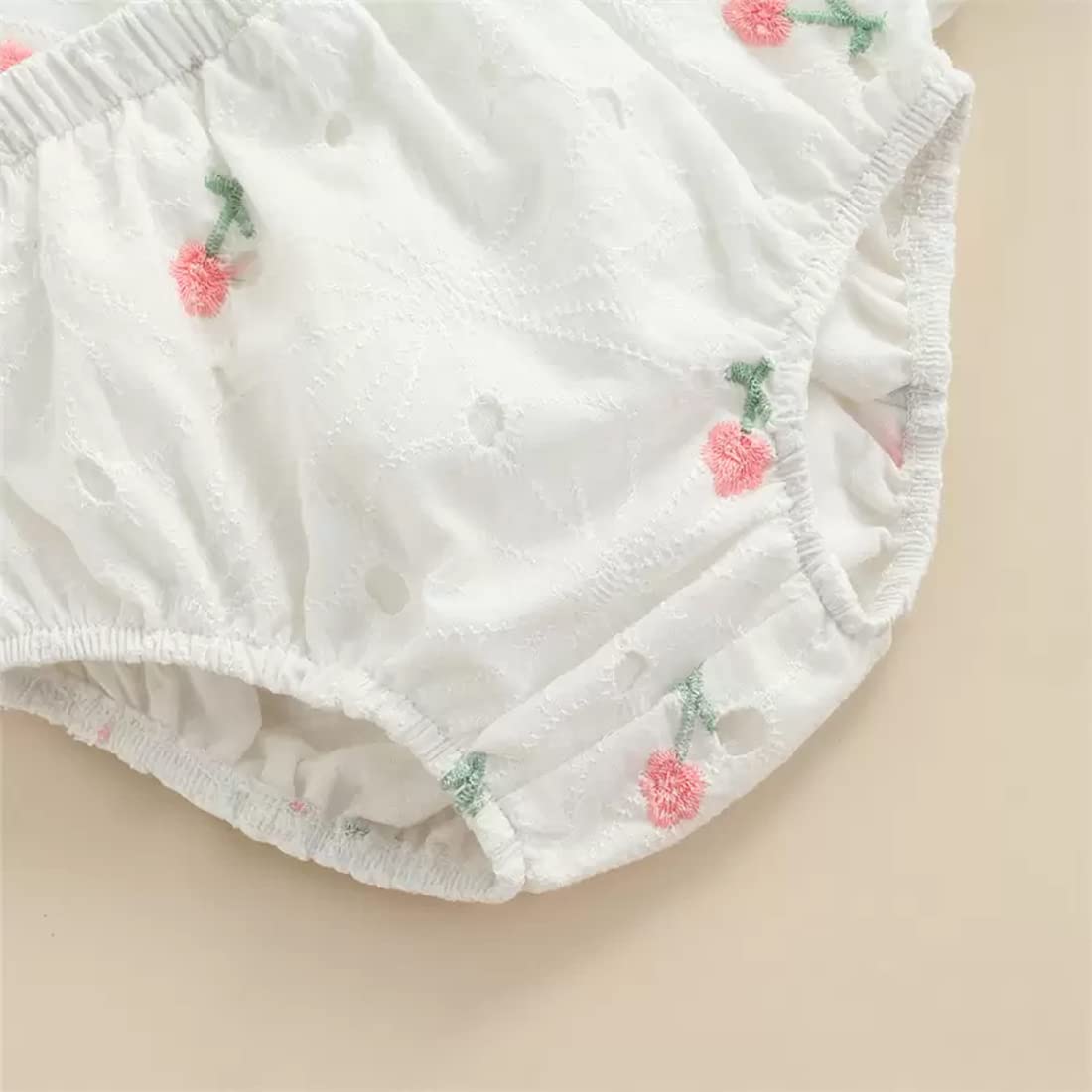 stylesilove Infant Baby Girls Eyelet Flower Embroidered Dress, Bloomers, Headband 3pcs Outfit White Short Sleeve Cotton Dress