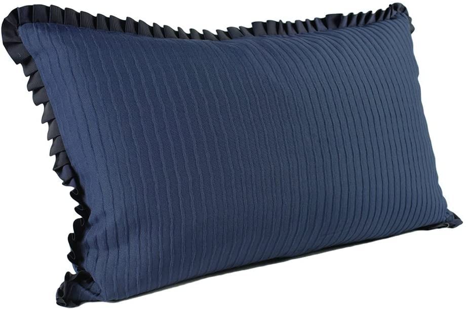 Fennco Styles Aimée Ruffle-Edged Indigo Blue Decorative Throw Pillow 14" W X 23" L, Filler Included
