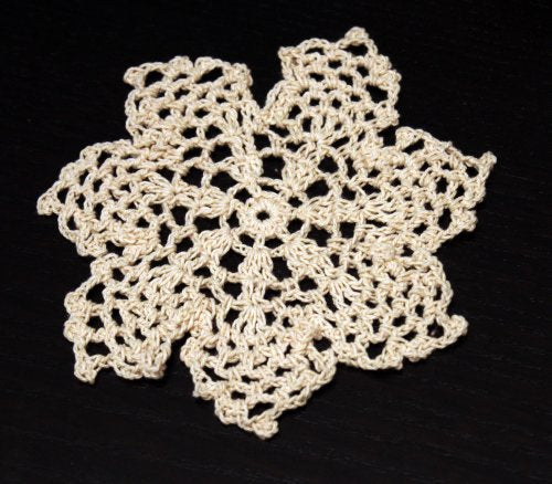 Fennco Styles Handmade Crochet Lace Pineapple Ecru Doily. 4 Inch Round. 100% Cotton. 4 Pieces.