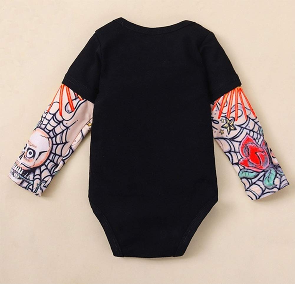 Styles I Love Infant Baby Boys Girls Printed Romper Tattoo Sleeve Cotton Bodysuit Holiday Halloween Outfit