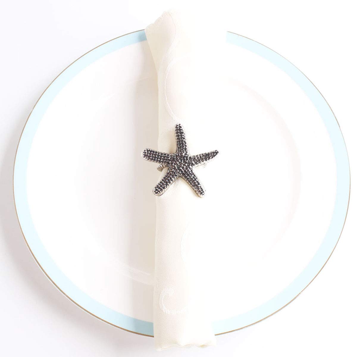 fenncostyles.com Decorative Coastal Sea Creatures Design Napkin Rings - Set of 4 (Sea Creatures)