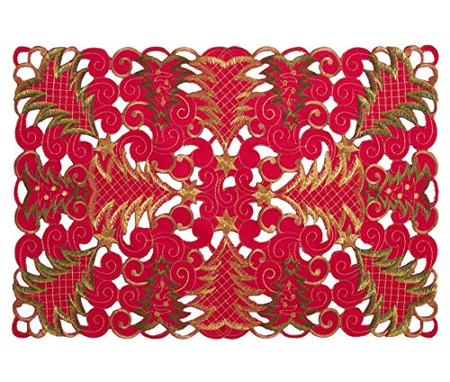 Fennco Styles Embroidered Christmas Tree Cutwork Tablecloths