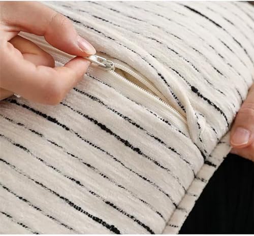 Fennco Styles Black Stripe Chenille Decorative Filled Throw Pillow - White Woven Soft Cushion for Home, Couch, Bedroom, Living Room and Office Décor