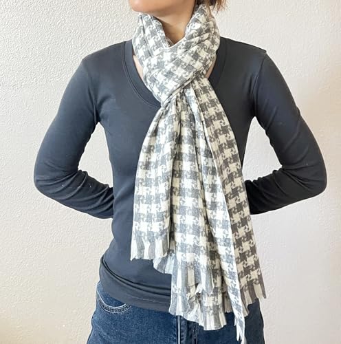 stylesilove Women Windmill Pattern Woven Cashmere Scarf with Fringe Warm and Ultra Soft Scarves Shawl Neck Wraps